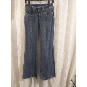 Vintage Y2K Shampoo Flare‎ Jeans Low Rise Diagonal Seam 7/8 McBling Grunge